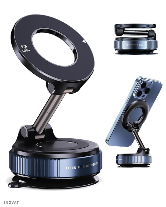 Soporte Celular magnético para vehículos, oficina, videos, streaming Extra fuerte con Ventosa, Giro 360º ajustable / iPhone y android